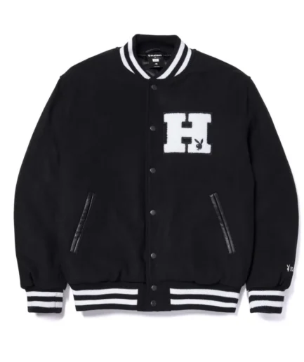 HUF-x-Playboy-Varsity-Jacket-Black-Front