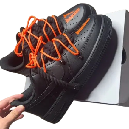 Black Orange Vlone Inspired Air Forces